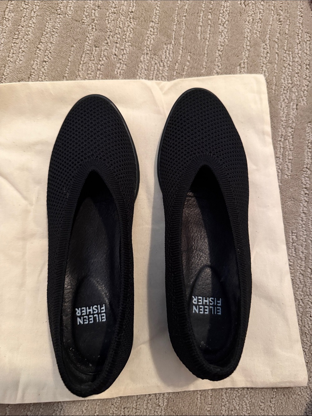 Eileen Fisher Black Knit Ballet Flats